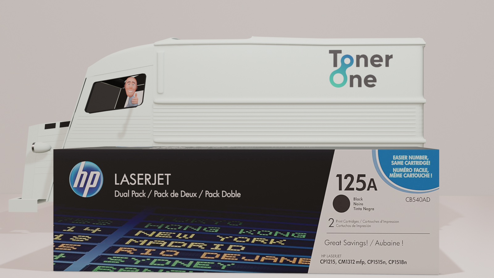Genuine HP 125A Standard Capacity Dual Pack Toner Cartridge - CB540AD - Black