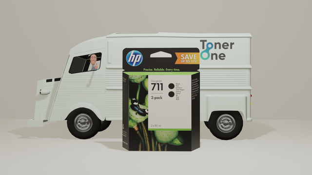 Genuine High Capacity Twin pack HP 711 Black Ink Cartridge - P2V31A