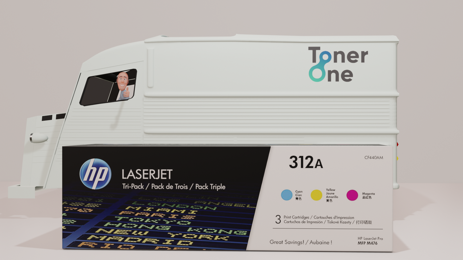 Genuine HP 312A Tri-pack Laserjet Toner Cartridges - CF440AM-Tricolor