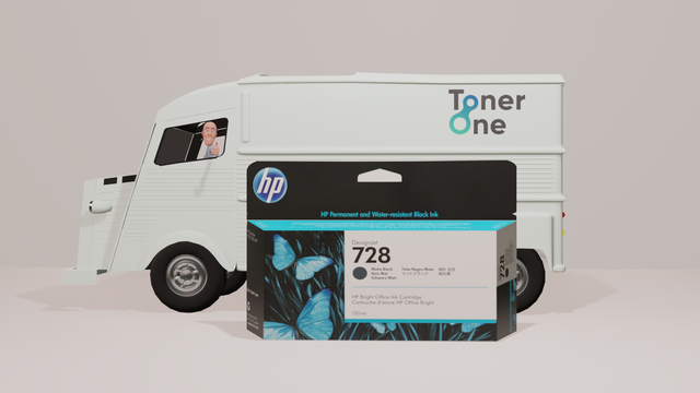 Genuine HP 728 130ml High Capacity Matte Black Ink Cartridge - 3WX25A