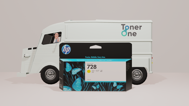 Genuine HP 728 130ml High Capacity Yellow Ink Cartridge - F9J65A
